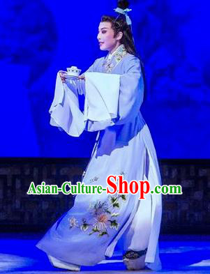 Hua Zhong Jun Zi Chinese Yue Opera Young Male Li Fengming Apparels and Headwear Shaoxing Opera Scholar Garment Costumes