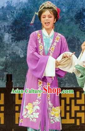 Chinese Shaoxing Opera Young Mistress Dress Apparels Costumes and Hair Accessories Yue Opera Noble Female Hua Zhong Jun Zi Garment