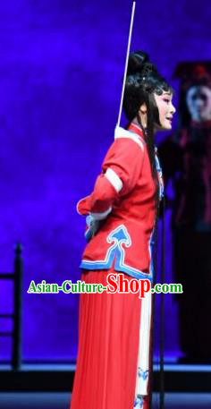 Chinese Shaoxing Opera Female Prisoner Dress Costumes and Headdress Tuan Yuan Zhi Hou Yue Opera Actress Garment Apparels