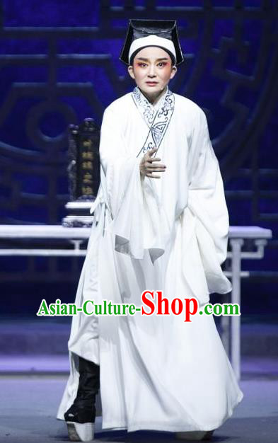 Tuan Yuan Zhi Hou Chinese Yue Opera Young Male Shi Qiaosheng Apparels and Hat Shaoxing Opera Scholar Garment Costumes