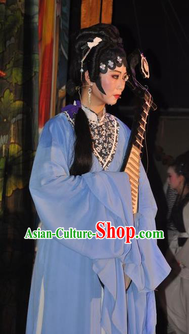 Chinese Shaoxing Opera Distress Maiden Qin Xianglian Dress Garment and Headpieces Tian Dao Zheng Yi Yue Opera Actress Costumes Apparels