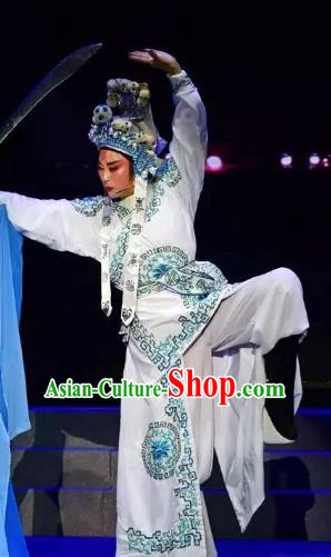 Chinese Yue Opera Takefu Costumes and Headwear Shaoxing Opera Tian Dao Zheng Yi Wusheng Bodyguard Garment Apparels
