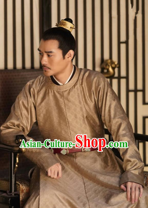 Traditional Chinese Song Dynasty Emperor Historical Costumes and Headpieces Drama Serenade of Peaceful Joy Ancient Renzong Apparels