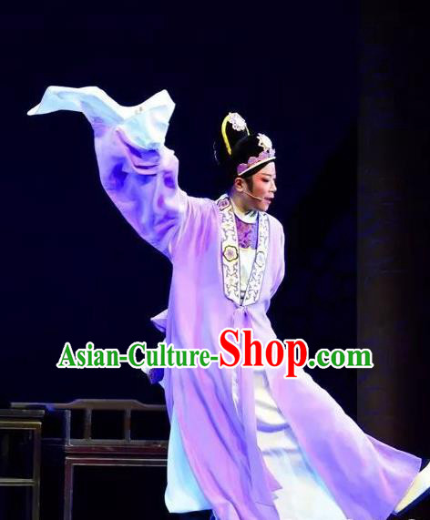 Xianglian Case Chinese Yue Opera Xiaosheng Scholar Chen Shimei Garment Apparels and Headwear Shaoxing Opera Young Man Costumes