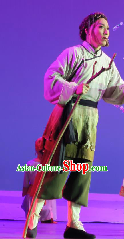 Wu Gu Niang Chinese Yue Opera Poor Pauper Garment and Headwear Shaoxing Opera Young Man Xu Atian Apparels Costumes