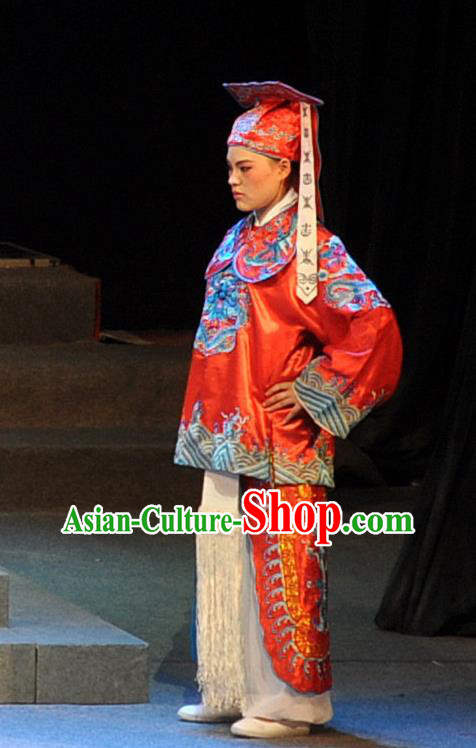 Chinese Yue Opera Wusheng Martial Male Qing Jian Fan Ying Apparels and Headwear Shaoxing Opera Bodyguard Costumes Garment