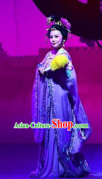 Chinese Shaoxing Opera Elderly Dan Dress Costumes and Headpieces Hu Po Yuan Yue Opera Garment Countess Noble Dame Apparels