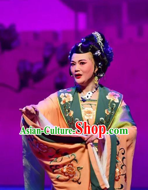 Chinese Shaoxing Opera Countess Dress Costumes and Headpieces Hu Po Yuan Yue Opera Garment Elderly Female Apparels