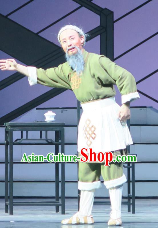 Wu Gu Niang Chinese Yue Opera Poor Old Man Garment Apparels and Headwear Shaoxing Opera Elderly Male Farmer Costumes