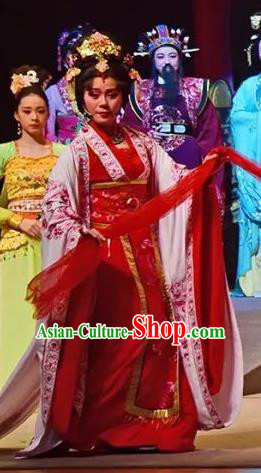 Chinese Shaoxing Opera Hua Tan Dress Costumes and Headpieces Hu Po Yuan Yue Opera Actress Jin Sulan Garment Apparels