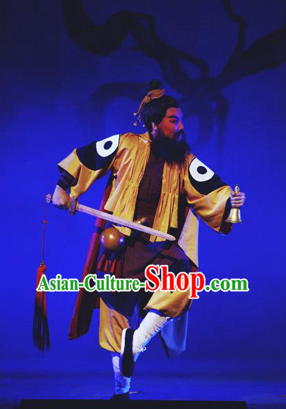 Chinese Yue Opera Taoist Priest Garment and Headwear A Chinese Ghost Story Shaoxing Opera Demon Master Yan Chixia Apparels Costumes