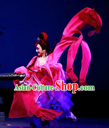A Chinese Ghost Story Shaoxing Opera Fairy Apparels Costumes and Headpieces Yue Opera Hua Tan Red Dress Garment