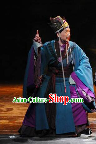 The Orphan of Zhao Chinese Yue Opera Minister Garment and Headwear Shaoxing Opera Elderly Male Official Apparels Costumes