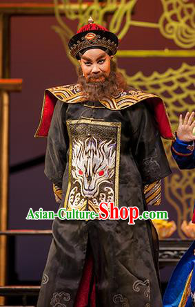 Chinese Yue Opera Laosheng Garment Costumes and Headwear Shaoxing Opera Lu Ding Ji Elderly Male Ao Bai Apparels Official Vestment