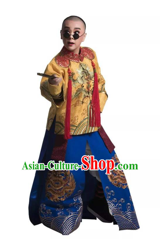 Chinese Yue Opera Emperor Kang Xi Garment Costumes and Headwear Shaoxing Opera Lu Ding Ji Young Male Apparels