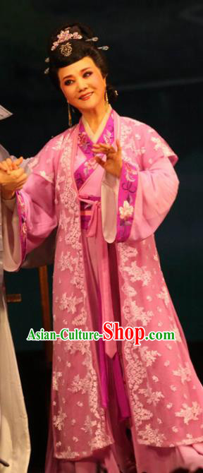 Chinese Shaoxing Opera Elderly Female Weaver Dress Apparels and Headpieces Huang Dao Po Yue Opera Garment Costumes