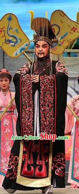 Xu Fu Dong Du Chinese Yue Opera First Emperor of Qin Garment Costumes Shaoxing Opera Elderly Male Apparels and Headwear