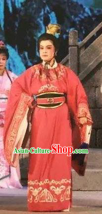 Xu Fu Dong Du Chinese Yue Opera Niche Prince Red Garment Costumes and Headwear Shaoxing Opera Xiaosheng Young Male Apparels