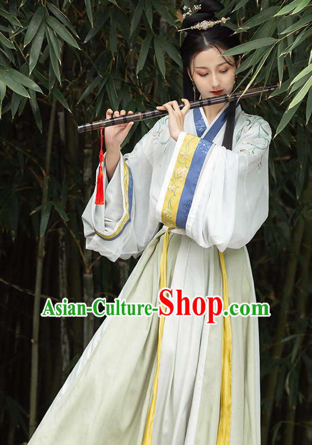 Chinese Traditional Jin Dynasty Young Lady Hanfu Dress Ancient Female Swordsman Garment Historical Costumes