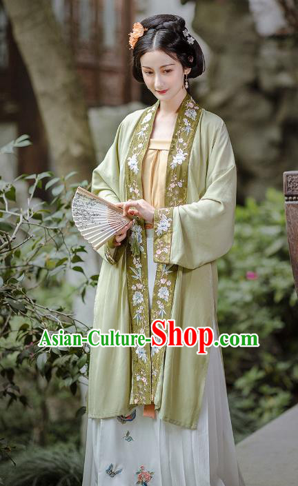 Chinese Song Dynasty Noble Female Embroidered Historical Costumes Traditional Hanfu Dress Ancient Young Lady Garment