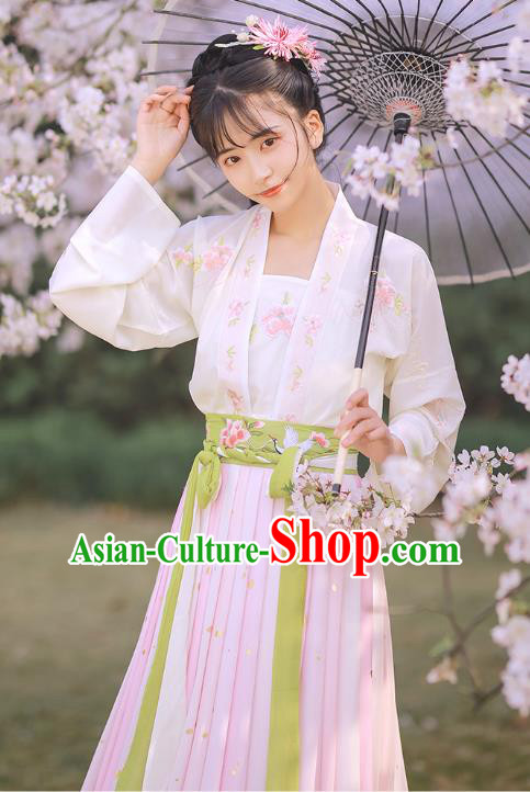 Chinese Traditional Song Dynasty Country Girl Hanfu Dress Ancient Historical Costumes Young Lady Garment