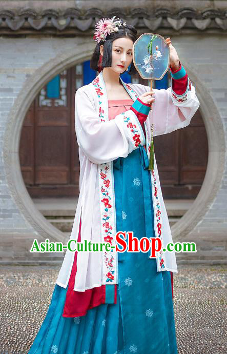 Chinese Traditional Hanfu Dress Song Dynasty Historical Costumes Ancient Noble Lady Embroidered Garment Apparels