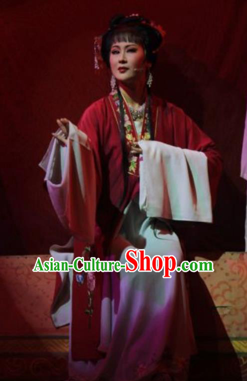 Chinese Shaoxing Opera Rich Lady Gao Qiufang Dress Apparels Costumes and Headpieces Yi Jian Zhong Qing Yue Opera Diva Wedding Garment