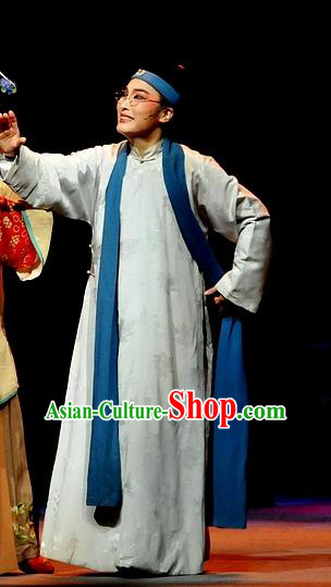 Liu Hua Xi Chinese Yue Opera Young Male Garment and Headwear Shaoxing Opera Qing Dynasty Scholar Gown Costumes