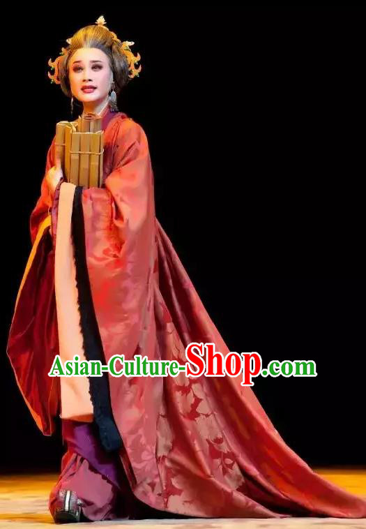 Chinese Shaoxing Opera Elderly Female Apparels Costumes and Headdress Yue Opera Litterateur Ban Zhao Dress Garment