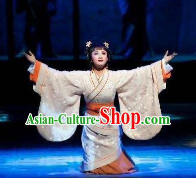 Chinese Shaoxing Opera Young Lady Apparels Costumes and Headpieces Yue Opera Actress Ban Zhao Hanfu Dress Garment