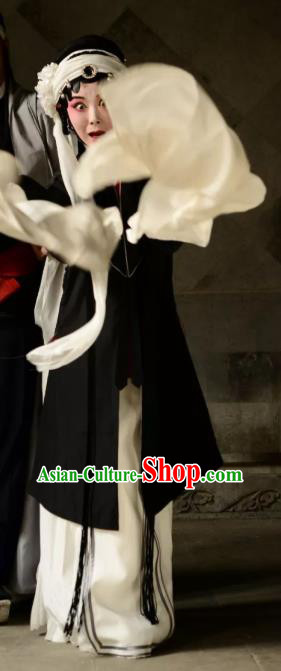 Chinese Kun Opera Distress Maiden Pan Jinlian Dress Costumes Apparels and Headdress Heros Kunqu Opera Young Female Black Garment