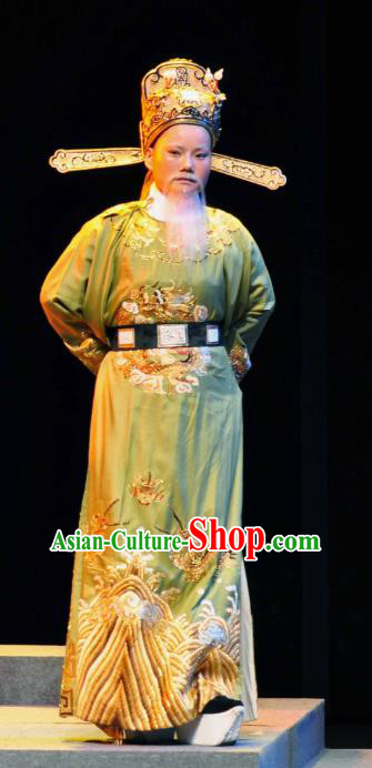 Chinese Yue Opera Elderly Male Garment and Headwear Shaoxing Opera Laosheng Costumes Official Clothing