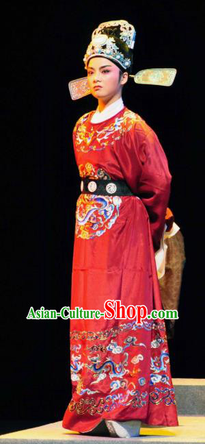 Chinese Yue Opera Xiaosheng Garment and Headwear Shaoxing Opera Young Male Official Costumes Number One Scholar Clothing