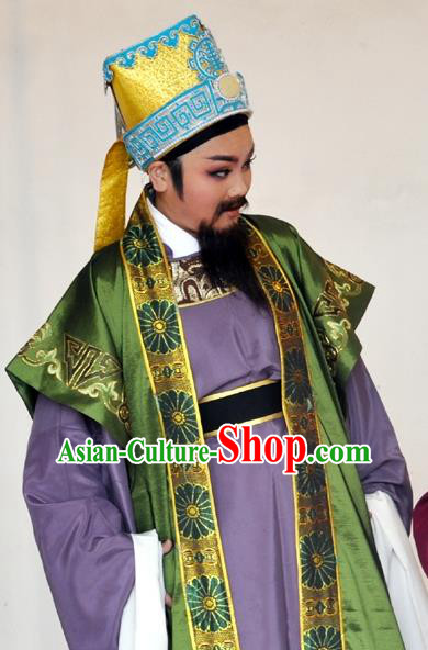 Hua Xi Love Song Chinese Yue Opera Ministry Councillor Garment Apparels Clothing and Headwear Shaoxing Opera Laosheng Landlord Costumes