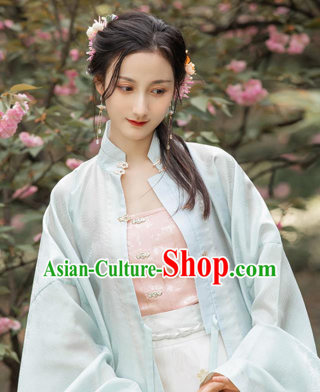 Chinese Traditional Ming Dynasty Noble Lady Pink Brocade Waistcoat Ancient Palace Princess Garment Corset Vest Historical Costumes