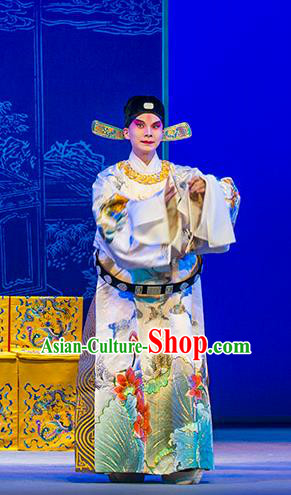 Chinese Kun Opera Xiaosheng Nan Ke Dream Chunyu Fen Garment and Headwear Kunqu Opera Scholar Costumes Apparels Official Clothing