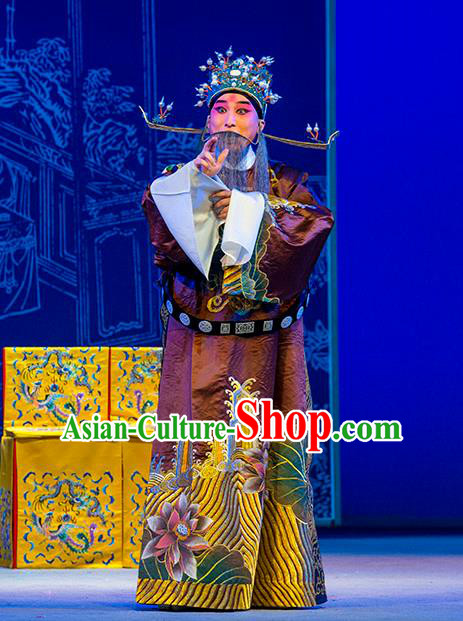 Chinese Kun Opera Laosheng Nan Ke Dream Garment and Headwear Kunqu Opera Costumes Apparels Elderly Male Official Clothing