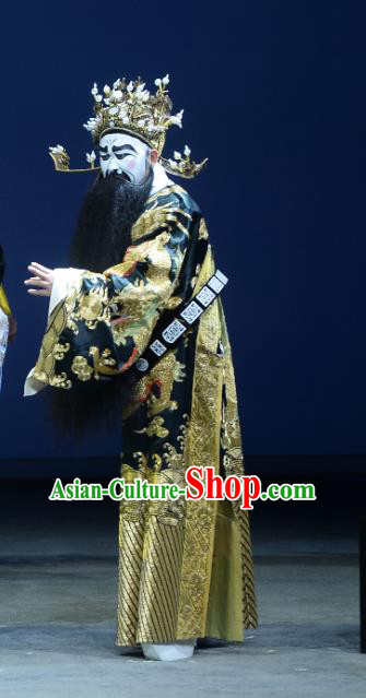 Chinese Kun Opera Elderly Male Garment Apparels Clothing and Headwear Wu Shi Ji Kunqu Opera Treacherous Official Robe Costumes