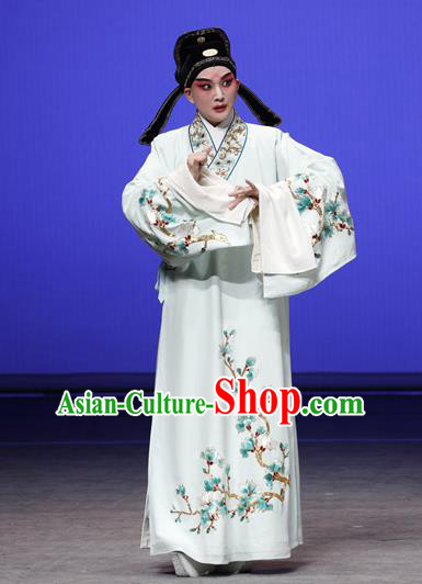 On A Wall and Horse Chinese Kun Opera Scholar Pei Shaojun Garment Costumes and Headwear Kunqu Opera Xiaosheng Apparels Clothing