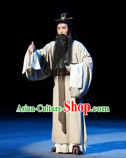 Chinese Kun Opera Elderly Male Yu Shun Apparels Garment Costumes and Headwear Kunqu Opera the Dream of Xiang Fei Laosheng Clothing