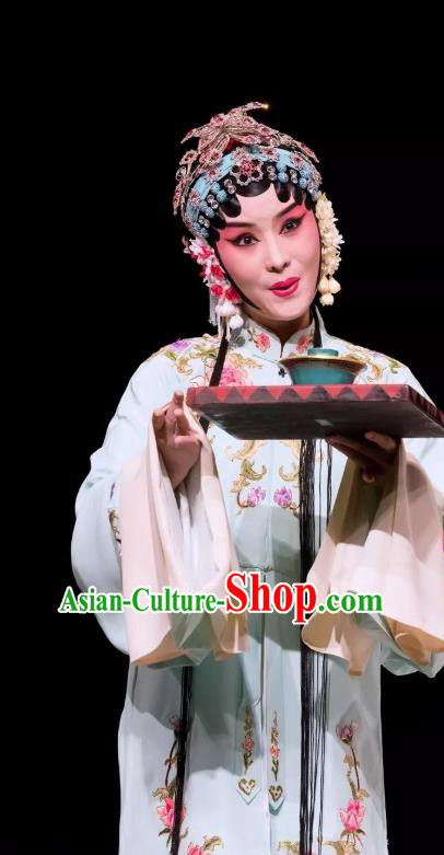 Chinese Kun Opera HUa Tan Fu Guiying Dress Apparels Costumes and Headdress Burning Incense Kunqu Opera Diva Garment