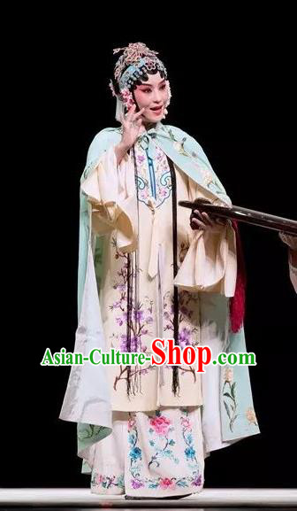 Chinese Kun Opera Rich Lady Dress Apparels Costumes and Headdress Burning Incense Kunqu Opera Hua Tan Young Female Garment