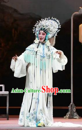 Chinese Kun Opera Huadan Dress Costumes and Headdress Rain on the Phoenix Tree Kunqu Opera Hua Tan Noble Lady Yang Garment Apparels