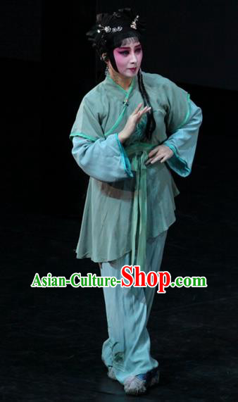 Chinese Kun Opera Xiaodan Garment Costumes and Headpieces Dream of Red Mansions Kunqu Opera Servant Girl Dress Apparels