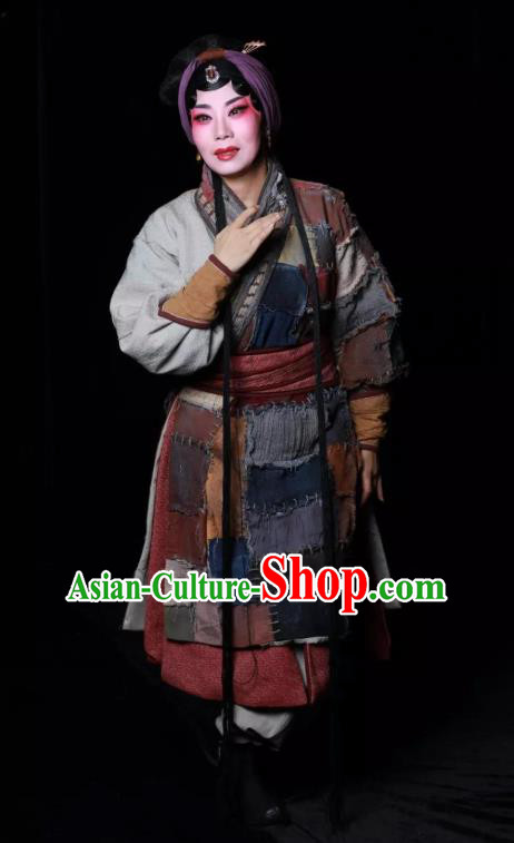 Chinese Kun Opera Poor Woman Dress Costumes and Headdress Meng Jiangnv Sends Winter Clothes Kunqu Opera Country Female Tian Garment Apparels