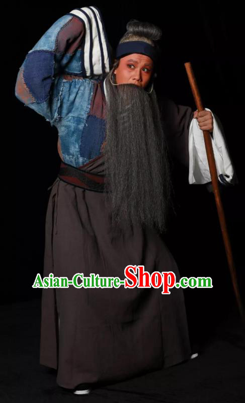 Meng Jiangnv Sends Winter Clothes Chinese Kun Opera Elderly Male Garment Costumes and Headwear Kunqu Opera Poor Man Apparels Clothing