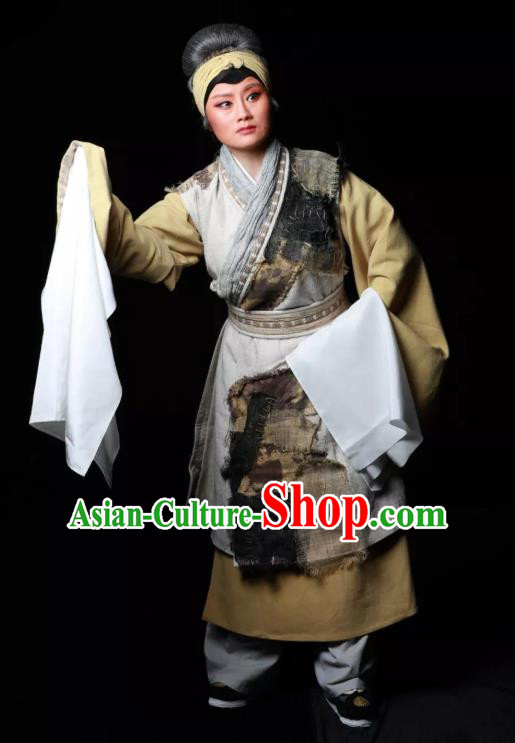 Chinese Kun Opera Elderly Woman Dress Costumes and Headdress Meng Jiangnv Sends Winter Clothes Kunqu Opera Old Dame Garment Apparels