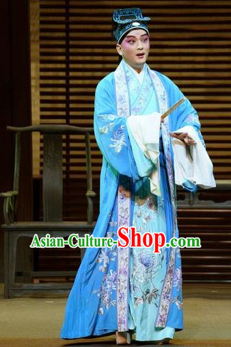 Chinese Kun Opera Niche Liang Chenyu Apparels Garment Costumes and Headwear the Legend of Washing the Silk Gauze Kunqu Opera Xiaosheng Clothing