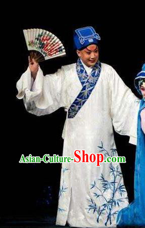 Six Chapters of a Floating Life Chinese Kun Opera Xiaosheng Shen Fu Apparels Garment Costumes and Headwear Kunqu Opera Clothing Scholar White Robe