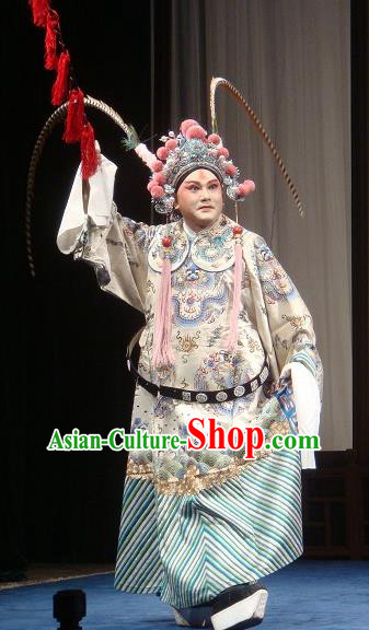 Interlocking Stratagem Chinese Kun Opera Embroidered Robe Apparels and Headwear Kunqu Opera Official Garment Costumes